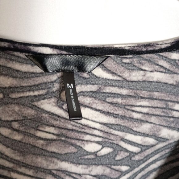 Daisy Fuentes Zebra Print Twist Front V-Neck Dress L Black White Stretchy - Picture 7 of 8